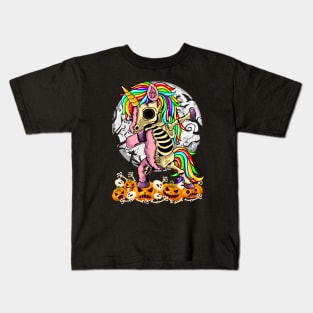 Rainbow Unicorn Zombie Skeleton Dabbing Pumpkin Halloween Kids T-Shirt